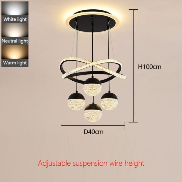 LuxiLamps - 4 Bollen Hanglamp - Kroonluchter Woonkamer – Dimbaar 100w