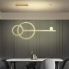 Moderne Eenvoudige Led Kroonluchter Eetkamer Eiland Zwart Wit Gouden Hanger Lamp Restaurant Bar Kantoor Ronde Ringen Opknoping Licht