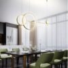 Moderne Eenvoudige Led Kroonluchter Eetkamer Eiland Zwart Wit Gouden Hanger Lamp Restaurant Bar Kantoor Ronde Ringen Opknoping Licht