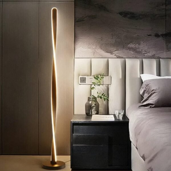 2024 Moderne op afstand dimbare vloerlamp voor woonkamer slaapkamer decor aluminium acryl spiraalvorm LED binnenstandaardverlichting